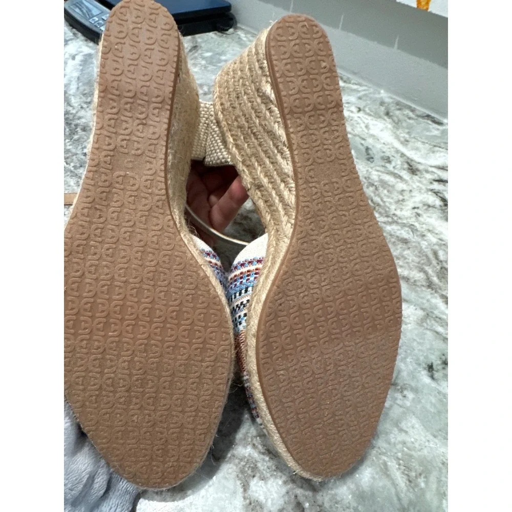 Sam Edelman Payton Espadrille Wedge sandal  striped upper cork jute wedge NWOT 9